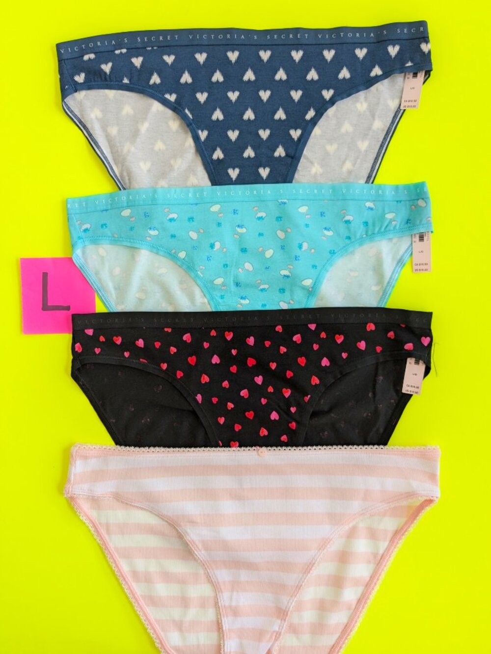 Victoria's Secret L Cotton Bikini Panty Bundle - 4 pairs